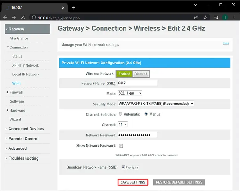 Cambie la contraseña de Xfinity Wi Fi Acceso a su enrutador Xfinity 8 2