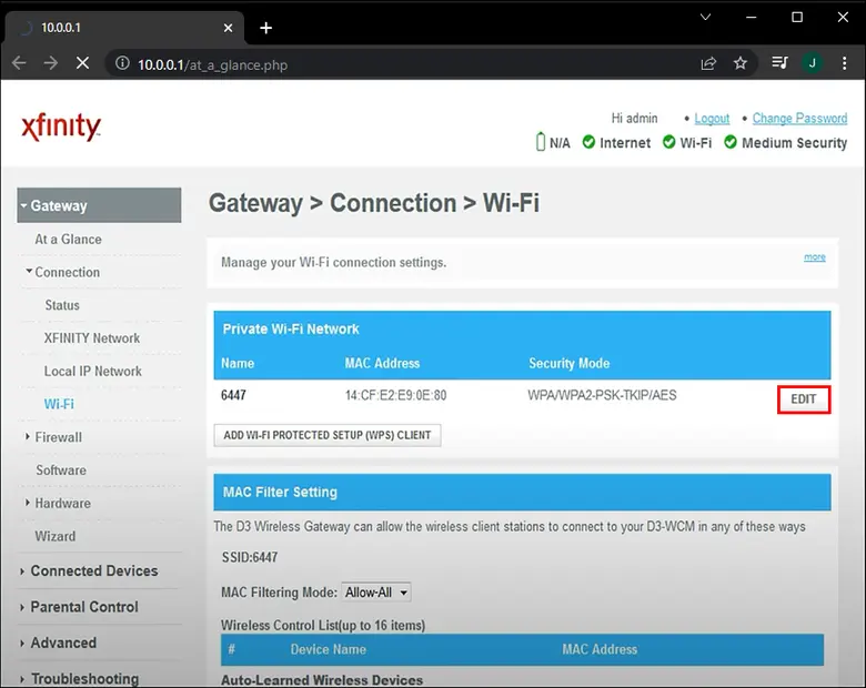 Cambie la contraseña de Xfinity Wi Fi accediendo a su enrutador Xfinity 6
