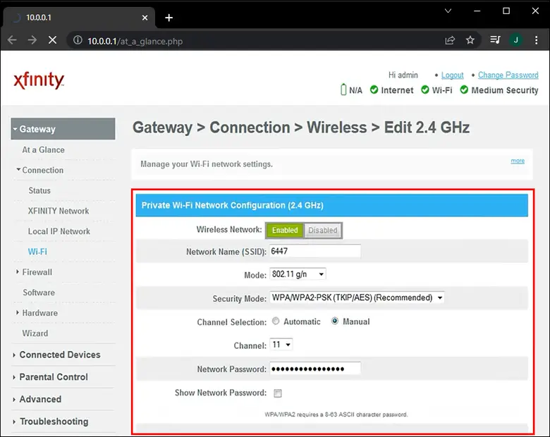 Cambie la contraseña de Xfinity Wi Fi accediendo a su enrutador Xfinity 7