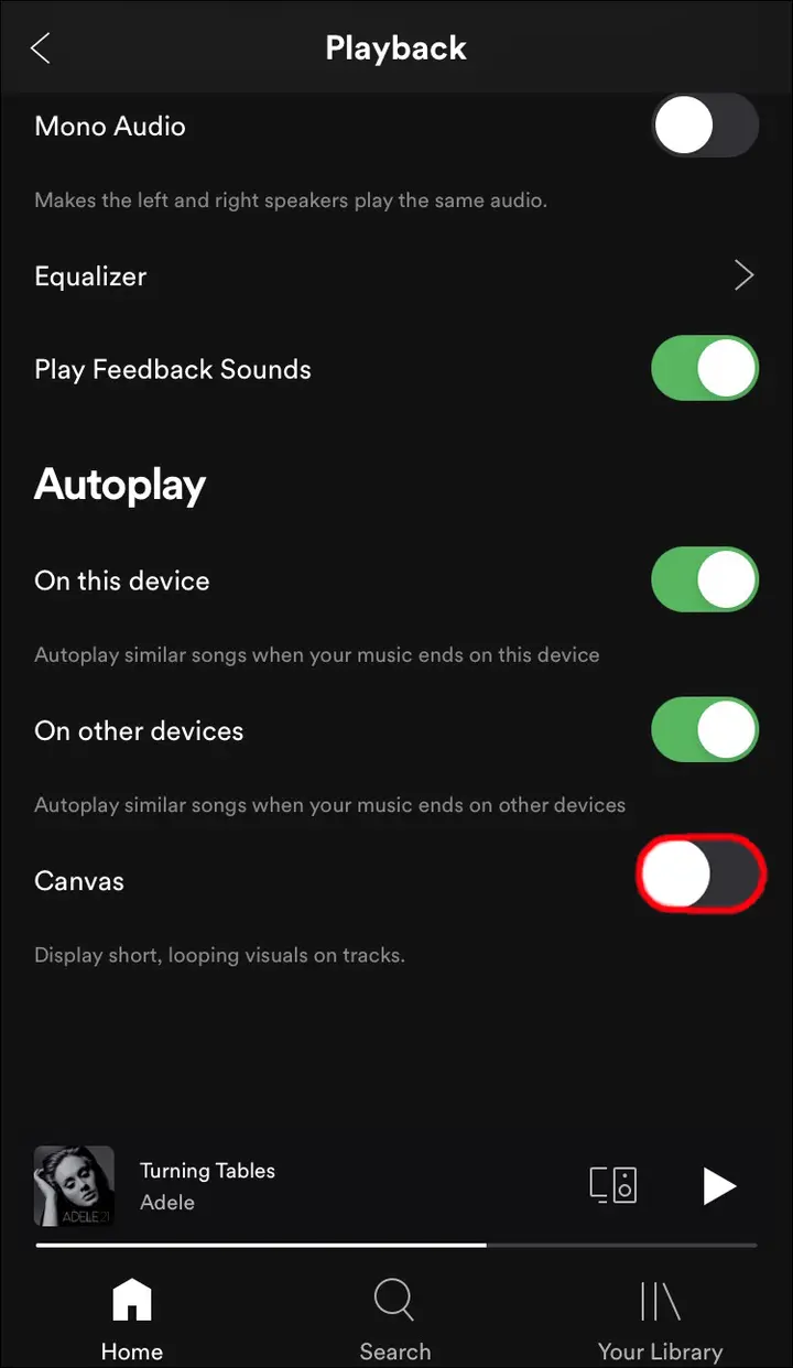 Como activar o fuera de lienzo en Spotify en un iPhone 7