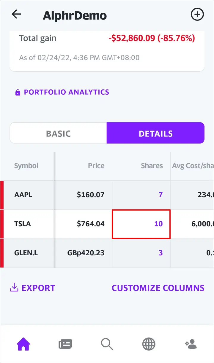 Como agregar acciones en Yahoo Finance desde un Android 7