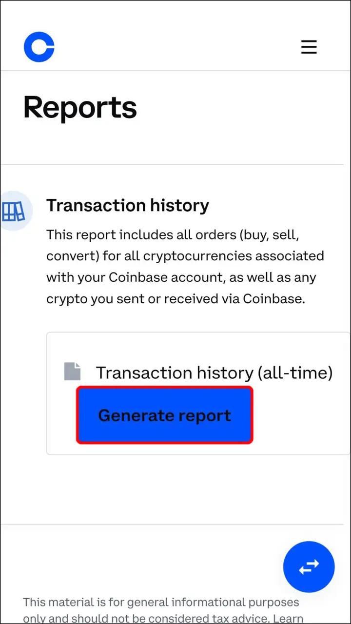 Como ver o descargar el historial de transacciones en CoinBase en un Android 8