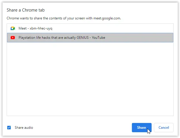 Google Meet Present A Chrome Tab 3