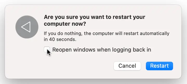 Mac Desactivar reanudar aplicaciones abiertas en el inicio 02