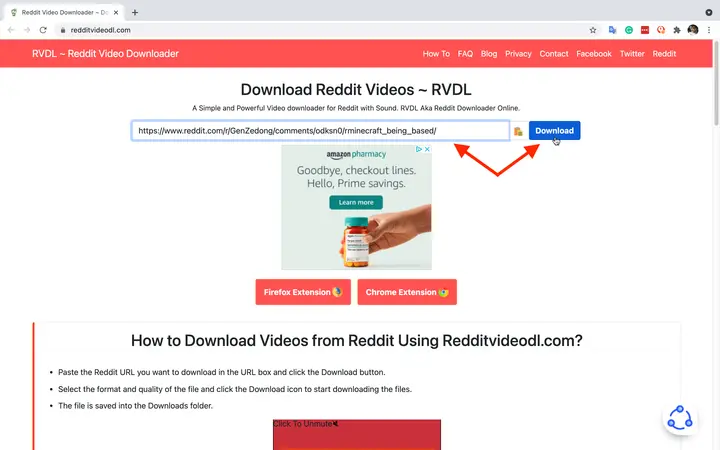 RVDL REDDIT Video Downloader Capture Reddit video y audio 002