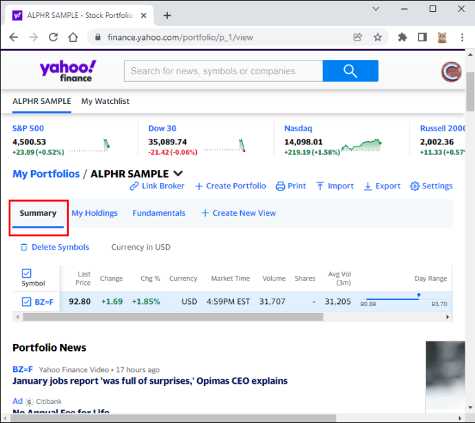 1650899026 911 Como eliminar una accion en Yahoo Finance