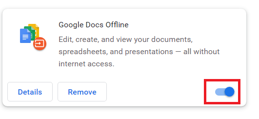 Extensión de Chrome sin conexión de Google Docs