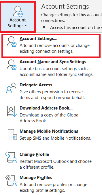 Configuración de la cuenta de Outlook