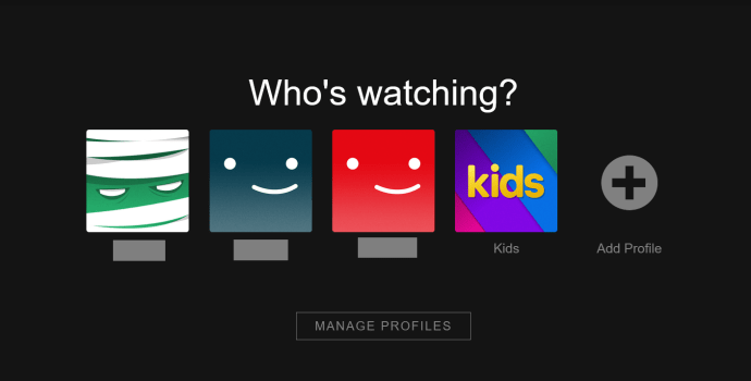 Página de selección de perfil de Netflix