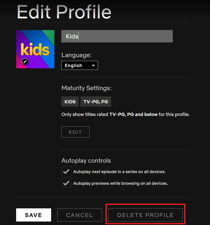 Netflix Editar página de perfil
