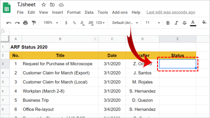 Como insertar listas desplegables en hojas de calculo de Google