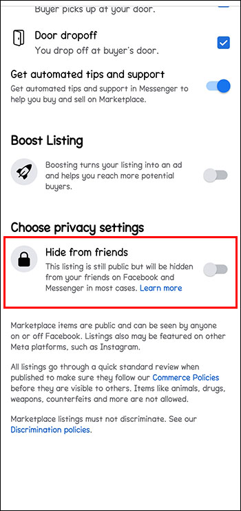 1689084906 905 Como ocultar los listados de Facebook Marketplace de los amigos